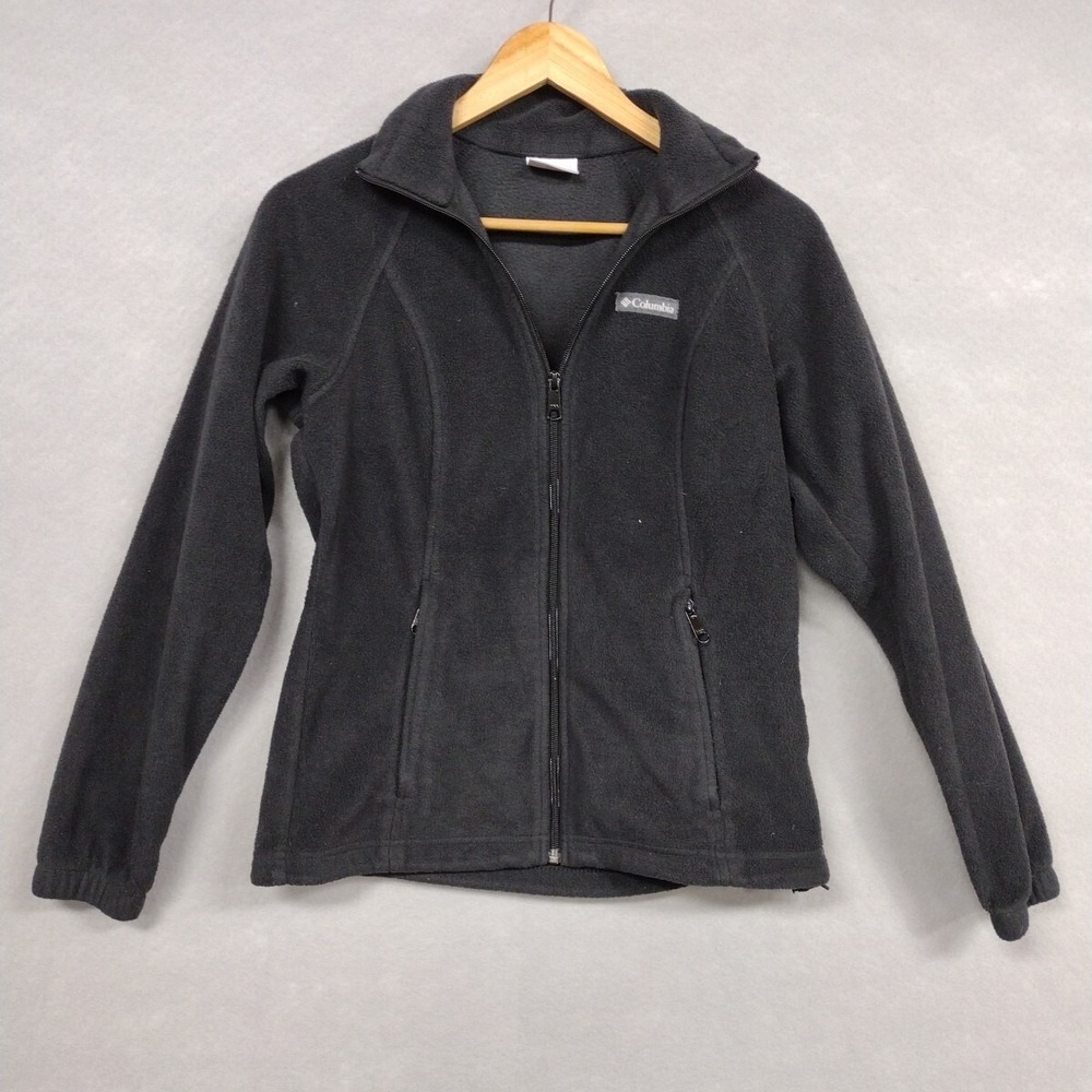 Columbia Women's Fleece Zipper Jacket XS Black Zip Up Athletic Benton Springs